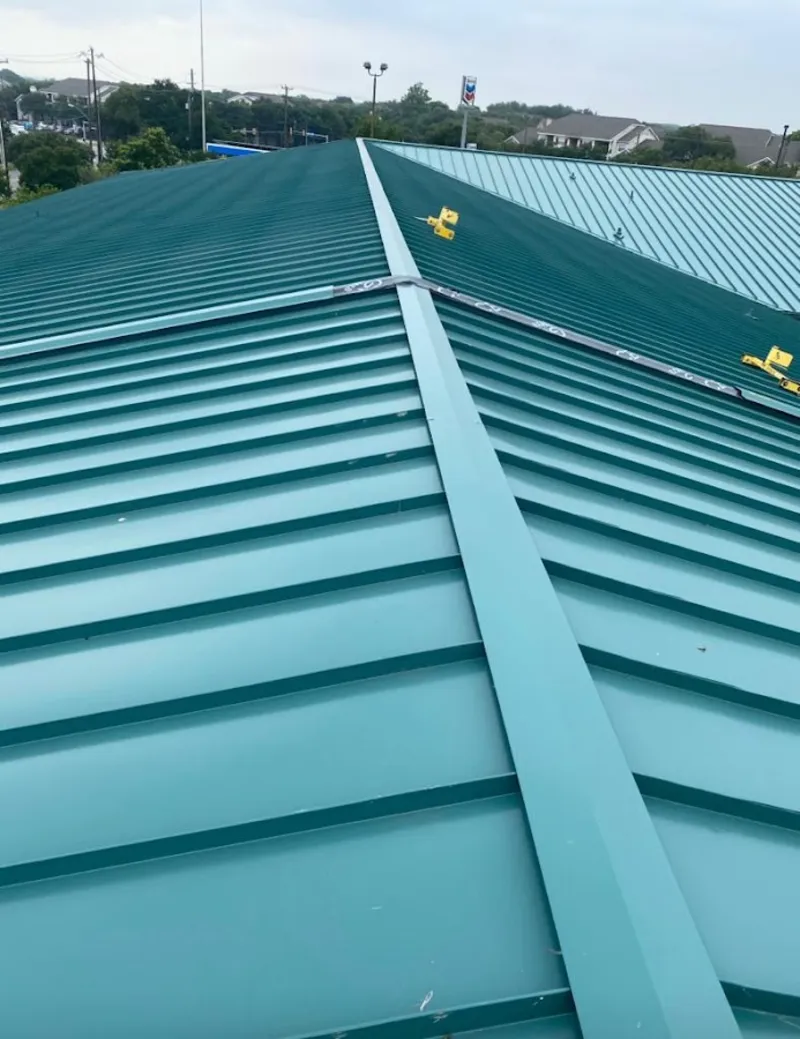 Green commercial metal roof ridge and valley for Metal Roof Repair in Maryville